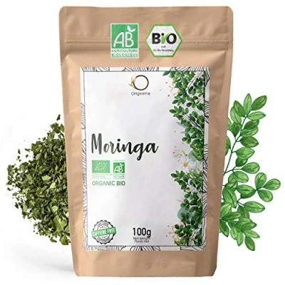 Imagen de ORIGEENS INFUSIÓN moringa BIO 100g HOJAS SECAS I Te de ecológico a granel sin teína, Infusión revitalizante