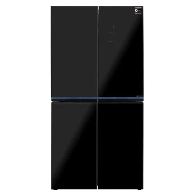 Imagen de INFINITON AMCB 496BC Frigorífico combi americano, Negro, 431 Litros, Inverter, Alto 185cm, No Frost, FreshZone, Display LED, Clase E (A++)
