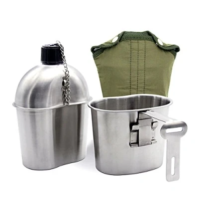 Imagen de Latin Aric Botella militar de 1 l, Acero Inoxidable, supervivencia, Feldflasche 1L