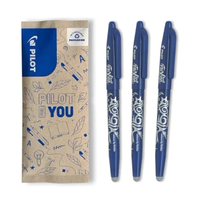 Imagen de PILOT Caja de 3 FriXion Ball Bolígrafo borrable con tinta termosensible rollerball recargable Azul Punta Media