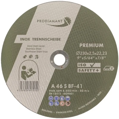 Imagen de PRODIAMANT Discos de corte 230 mm x 2,5 mm, 10 unidades, acero inoxidable y