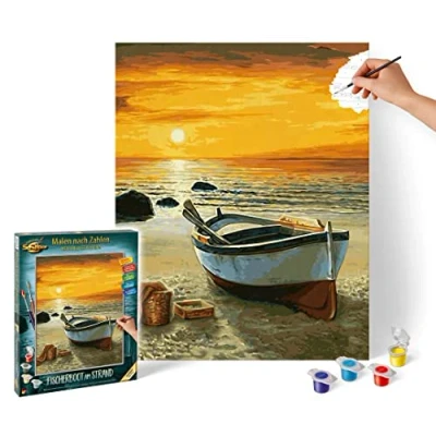 Imagen de Schipper Pescado números Barco de Pesca en la Playa Adultos, Incluye Pinceles y Pinturas acrílicas, 40 x 50 cm (609130885)