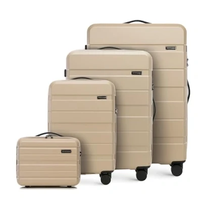 Imagen de WITTCHEN Comodo Line Juego de 4 Maletas Bolsa Viaje Equipaje Dura ABS Cerradura TSA Tamaño (S+M+L+Neceser) Beis