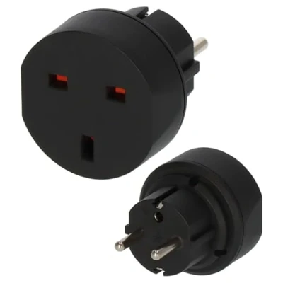 Imagen de Brennenstuhl Enchufe de Viaje (Adaptador Toma Corriente para conectar aparatos eléctricos con Sistema Suizo en países, Contacto a Tierra) Negro