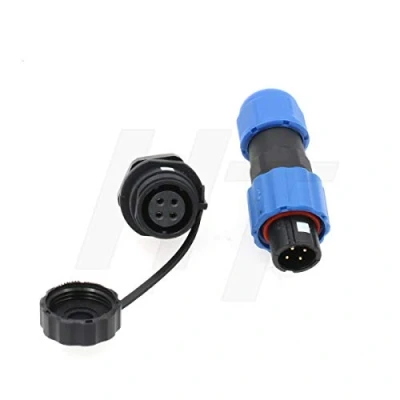 Imagen de HangTon SD13 4 Pin plástico enchufe panel zócalo, aviación circular impermeable IP68 conector macho hembra para el sistema eléctrico al aire libre