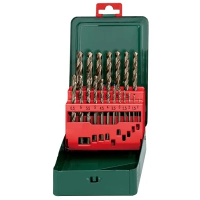 Imagen de Metabo 627157000 Estuche metálico, 19 Piezas Broca para Metal HSS Co, Afilado en Cruz de 135º diámetros 1,0 a 100,0 mm x 0,5