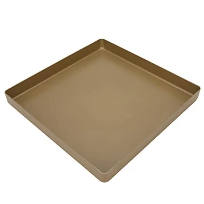 Imagen de Oumefar 28x28x3cm Lata para hornear Aleación de aluminio Forma cuadrada dorada Molde Pastel Moldes Bandeja antiadherente tostadora galletas Pan Pizza