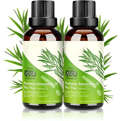 Imagen de Aceite de Árbol Té 100% Natural, 2 * 30 ML Aceites Esenciales Acné, Suero Tratamiento Antiacné Contra la Piel y Cara con Imperfecciones, Antipinillas, Acné