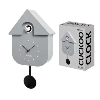 Imagen de Fisura Reloj de Cuco Gris con dial Blanco. Pared. Pared Original para Regalo. 3 Pilas AA no Incluidas.Medidas: 21,5 x 8 41,5 cm. Plástico ABS.