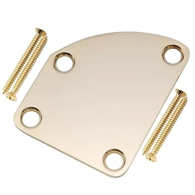 Imagen de Musiclily Pro Placa Mástil Curvada de Acero Neck Plate para Guitarra Eléctrica Strat Tele o Bajo, Dorado