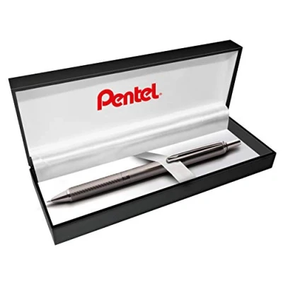 Imagen de Pentel BL407MA BOX EnerGel Sterling Liquid Bolígrafo de tinta gel en caja regalo, carcasa antracita, grosor trazo 0,35 mm, diámetro la bola 0,7 negra, 1 unidad (1 unidad)