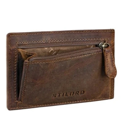 Imagen de STILORD &#039;Trevor&#039; Cartera Tarjetero Hombre Portamonedas NFC Bloqueo Monedero Clásico Pequeña Billetera Portatarjetas de Piel Genuino, Color:marrón Medio