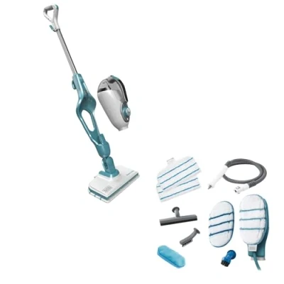 Imagen de Black+Decker Mopa a vapor 9 en 1 de 1300W, Accesorios, Tiempo calentamiento 15 seg, Depósito 500 ml, Limpieza perfecta, FSMH13151SM QS