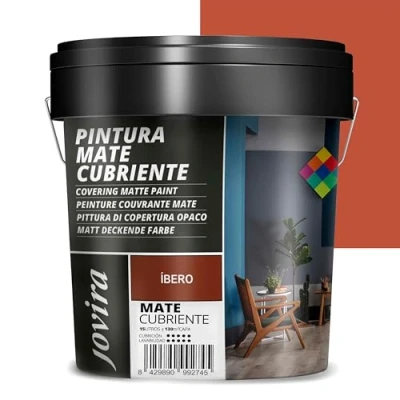 Imagen de JOVIRA PINTURAS Pintura Mate Cubriente 24 colores interior exterior con excelente poder cubriente. (15 Litros, Ibero)