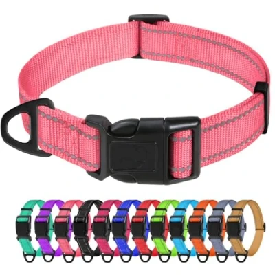 Imagen de TagME Collar Perro Ajustable,Collar Nylon Reflectante,para Caminar Correr Entrenamiento,para Perros Medianos,Rosa,2.5cm De Ancho