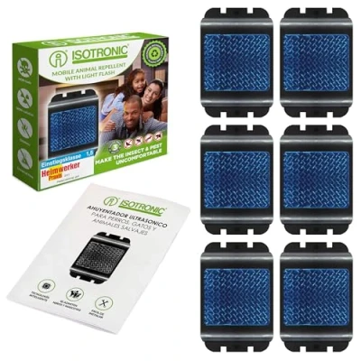 Imagen de ISOTRONIC Ahuyentador de jabalíes, mapaches, Ciervos y Zorros con Reflector luz LED Azul para espantar Animales Apto el Campo, Bosque, jardín, casa, Garaje, Granero Set 3