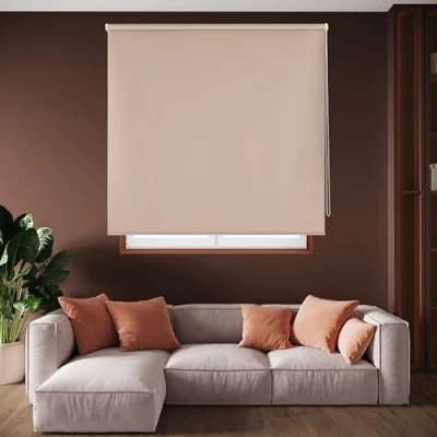 Imagen de Blindecor Draco Estor enrollable opaco liso Marrón claro, 100 x 230 cm (Ancho por Alto). Tamaño de la Tela 97 225 cm. Estores térmicos blackout