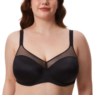 Imagen de DELIMIRA Sujetador Tallas Grandes Suavizado Moldeada con Aros para Mujer Negro 100F