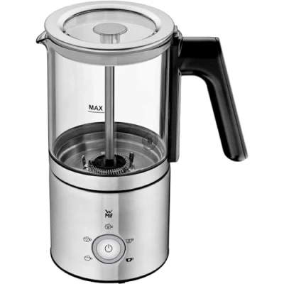 Imagen de WMF Lono Espumador de leche cristal eléctrico, 150 250 ml, 650 W, batidora frape, pantalla táctil, para espuma caliente y fría, caliente, calentador leche, cacao, chocolate