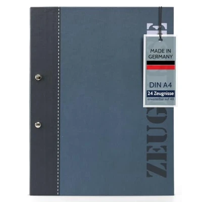 Imagen de goldbuch 36114 Carpeta para certificados, DIN A4, con cierre de rosca y 12 bolsillos transparentes, estructura lino fundas, aprox. 24 x 31 1,5 cm