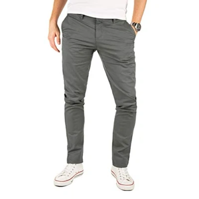 Imagen de Yazubi Kyle Pantalones Chinos para Hombre de Negocios Grises Slim Fit Chino algodón, Gris (Magnet 4R193901), W32/L32