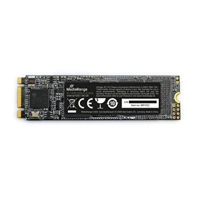 Imagen de Mediarange 813061 Unidad de Disco Duro Interno m.2 2280, sata 6 GB/s, 256 GB, Negro