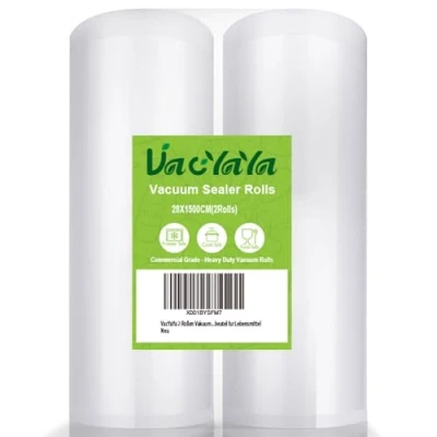 Imagen de VacYaYa 2 Rollos 28X1500cm Rollo Bolsas Envasar al Vaci Vacio Alimentos de Vacío Alimentos,Bolsas para Envasado Sin BPA