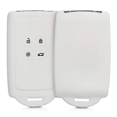 Imagen de kwmobile Funda de Silicona Compatible con Renault Llave Coche Smart Key 4 Botones (Solo Keyless Go) Carcasa Protectora para Llavero Case Mando Auto Blanco
