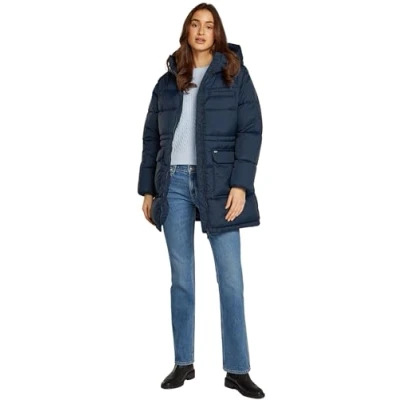 Imagen de Tommy Jeans Abrigo de Plumas Mujer Midi Puffer con Capucha, Azul (Dark Night Navy), XXS