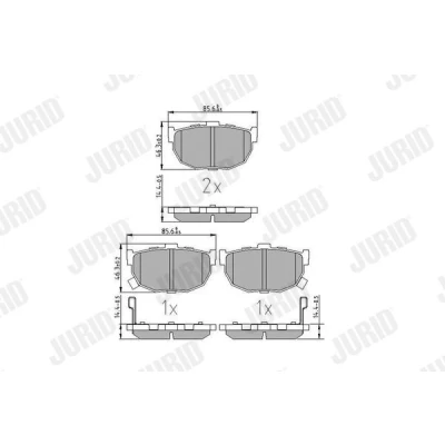 Imagen de JURID 572127J Juego de pastillas freno con avisador acústico desgaste sin accesorios HYUNDAI: COUPE, Coupe II, Elantra III Hatchback