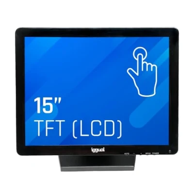 Imagen de iggual Monitor Táctil de 15&quot; Compat Aplicaciones TPV, Panel Resistivo 75Hz TFT LCD (4:3), SO: Wind XP hasta 11 MS Dos Linux, VESA 75x75mm, USB A + VGA+ HDMI, 1.024x768 XGA (349x274x69mm) MTL15C