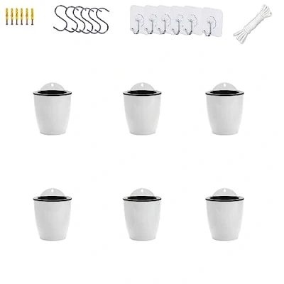 Imagen de ORIMERC Juego de 6 macetas riego automático para Colgar en la Pared, Cocina, macetas, Plantas Interiores, Almacenamiento Agua, jardín, balcón, Vertical