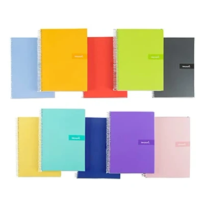 Imagen de Cuaderno espiral liderpapel a5 crafty tapa forrada 80h 90 gr cuadro 4 mm con margen colores surtidos