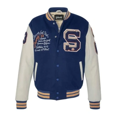 Imagen de Schott NYC Lcteddybd Chaqueta, Azul y Blanco, XL para Hombre