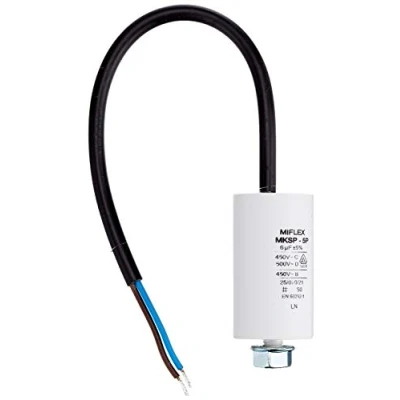 Imagen de Condensador de Arranque del Motor, 6µF, 450 V, 30 x 53 mm, Cable M8, Miflex