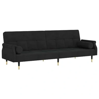 Imagen de vidaXL Sofá Cama con Cojines Terciopelo Negro