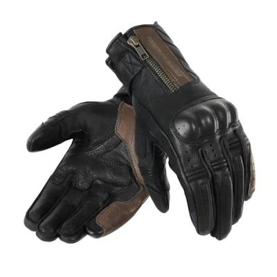 Imagen de REBELHORN Hunter Lady Guantes de Moto Mujer Cuero Protectores Nudillos Perforación la Zona los Dedos Diseño Anatómico Almohadillas Compatibles con Pantalla Táctil