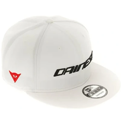 Imagen de Dainese 9FIFTY Wool Snapback Cap, Gorra de Hombre, Béisbol con Visera Rígida Logotipo Relieve, Moto Verano, Cierre Trasero Ajustable, Blanco