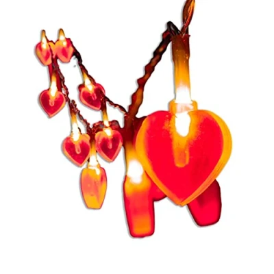 Imagen de Guirnalda de luces corazón rojo que funciona con pilas