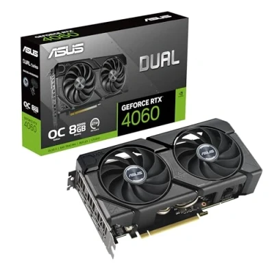 Imagen de ASUS Dual GeForce RTX 4060 EVO OC Edition 8GB GDDR6 (PCIe 4.0, GDDR6, DLSS 3, HDMI 2.1a, DisplayPort 1.4a, diseño de Ventilador Axial Tech, tecnología 0dB, BIOS, Auto Extreme)
