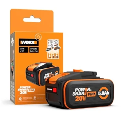 Imagen de WORX PowerShare Pro WA3645 Batería Recargable de Iones Litio (20 V, 5,0 Ah, Mayor Seguridad y Tiempo Funcionamiento, con indicador LED, Flexible, combinable hasta 40 V 80 Adecuada