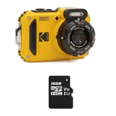 Imagen de Kodak Pixpro Pack WPZ2 + 1 Tarjeta SD Compact 16M Pixels, Impermeable a 15 m, antigolpes, Video 720p, Pantalla LCD 2,7 Batería de Li Ion Amarillo