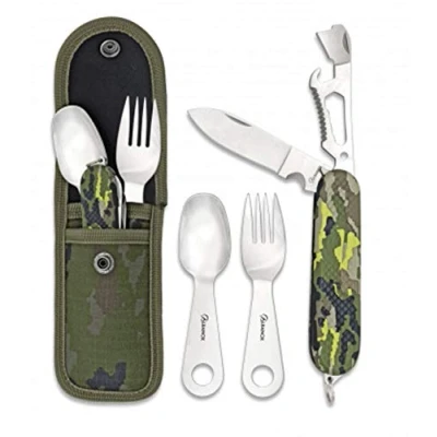 Imagen de Barbaric et Cubiertos Camping Multicam Verde Set Marca: Albainox Color: Incluye: Navaja Tenedor Cuchara Incluye BOLOGRAFO Cuerpo Metal ANOTACIONES CAMPAÑA
