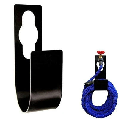 Imagen de BSTCAR soporte para manguera de acero inoxidable, jardín, gancho en U, manguera, pared, color negro