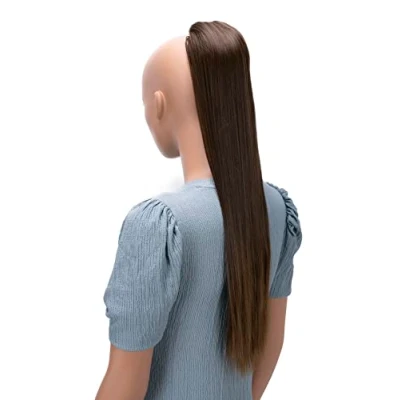 Imagen de CAISHA 65cm Liso Postizo Extensión De Cabello Cola Caballo Trenza Con Cierre Cordón Mezcla Marrón PH621