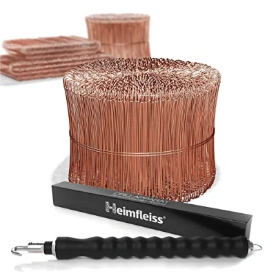 Imagen de Heimfleiss® atadora alambre + de sujeción cobreado 1,0 x 100 160 mm (1000 uds.) Set trenzador alambre, amarrador y Atador torsión ojal