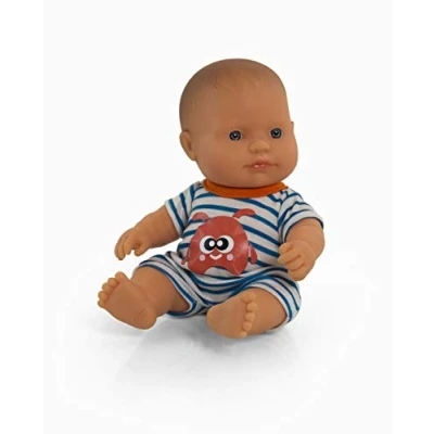 Imagen de Miniland Pijama Calor Rayas 21CM Vestido para muñecos de 21 cm, Color Azul, (31673)