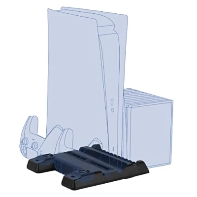 Imagen de Konix Mythics Cool &amp; Charge Spaceship base de carga para consola, 2 mandos DualSense y hasta 11 juegos PS5 Negro