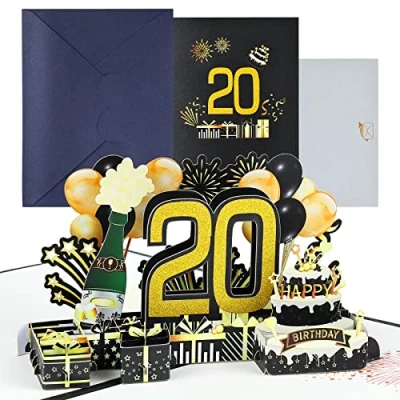 Imagen de joyoldelf Tarjeta Felicitacion 20 Cumpleaños Pop Up Tarjetas Cumpleaño Personalizada 3D, Regalos Divertidos Hombre NiñA, Incluye Sobre, Ideal Para Padre, Madre, Amigo, Novio, Novia