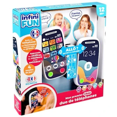 Imagen de Infini Fun Mi Primer Verdadero dúo de teléfonos El teléfono Que Permite Realizar Llamadas a través Bluetooth! Juguetes imitación Multi Aprendizaje bilingüe Francés/Inglés Desde 12